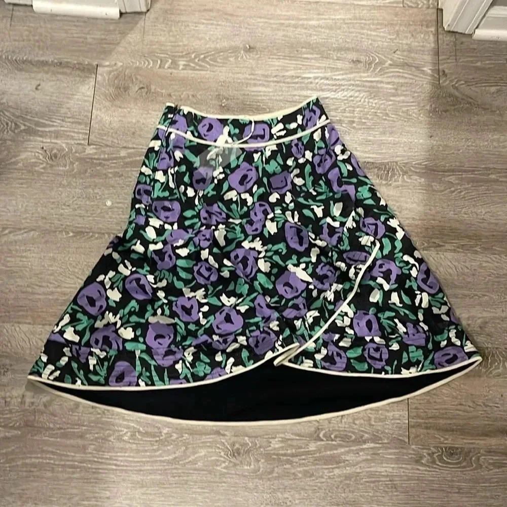 NWT Anthropologie Foxiedox Monet floral tulip skirt Small purple black and green